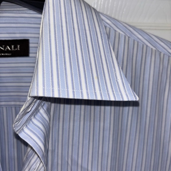 Canali Dress Shirt Mens 16 41 Blue Striped Long Sleeve Button Up Blue​ - Picture 14 of 14